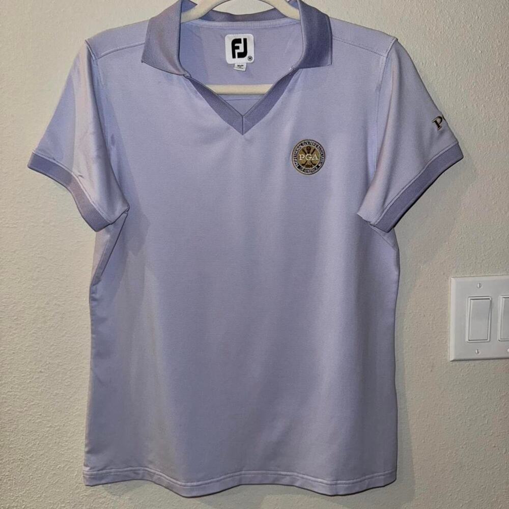Footjoy Women’s PGA Tour Golf Polo Lilac Purple Striped Size Medium